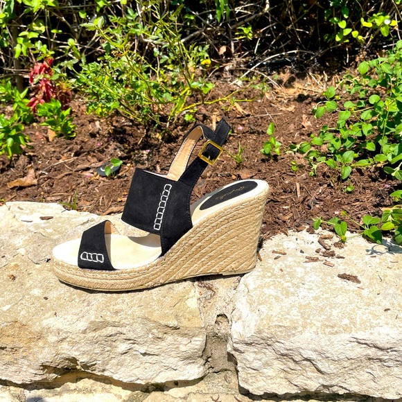 Black, Wedge, Open-toe, Shoes, size 10 - Picture 2 of 5